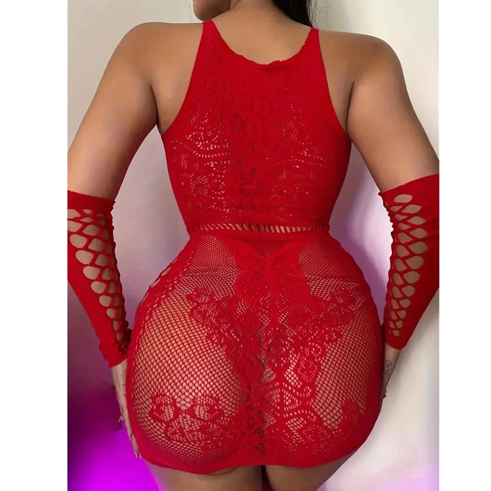 Lencería sexy, vestidos eróticos, ropa interior sexy, pijamas íntimos porno, lencería hueca elástica de malla ajustada, disfraces, camisones, vestido.