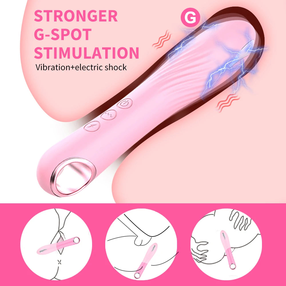 Vibradores de bala con descarga eléctrica para mujeres, consolador anal, punto G, estimulador de clítoris, vibrador de dedo, lápiz labial, juguete sexual femenino