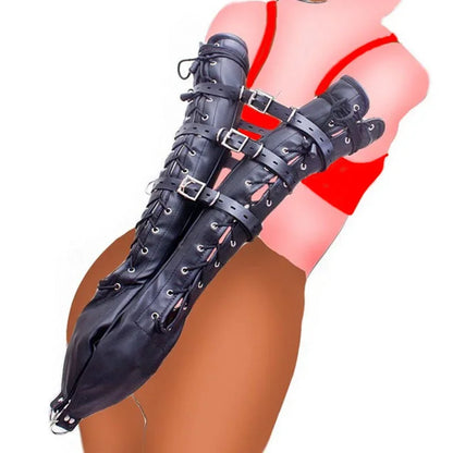 Camisa de fuerza BDSM / Brazalete, Brazalete de cuero de lujo, Guantes de bondage para la espalda, Juguetes sexuales para parejas, Sex Shop