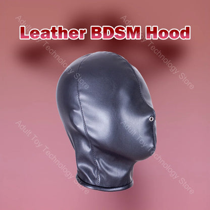 BDSM-Lederhaube, verstellbare Vollkopfbedeckung, sadistisches Sexspiel, Bestrafung, BDSM-Bondage-Training, Sexspielzeug für Erwachsene für Paare