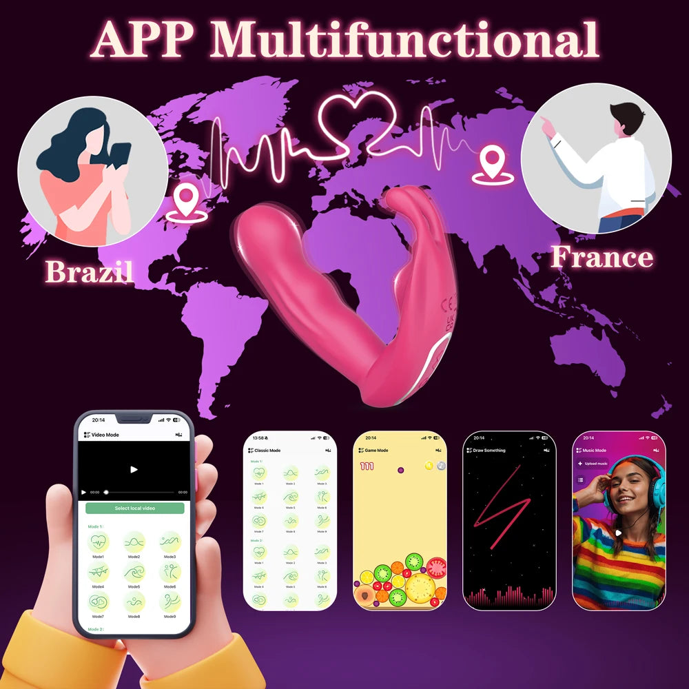 Vibrador vaginal con control por Bluetooth para masturbación femenina, estimulador de clítoris, vibrador portátil, productos eróticos para adultos.