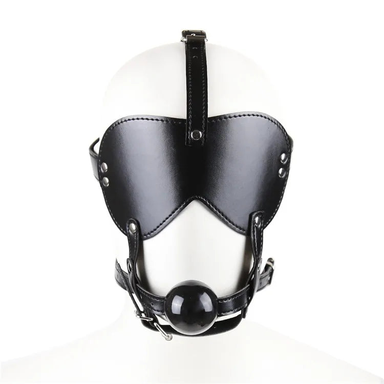 SM Leather Padded Hood Blindfold,Head Harness Mask Gag, BDSM Bondage ,Sex Toys for Couples Accessories