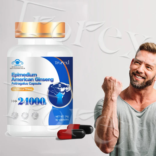 Epimedium Ginseng Capsules Male Power Enlarge Supplement– Huge-Vitalize Pills for Maximum Performance & Pleasure
