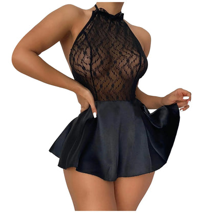 Damen Sexy Erotik Spitzenkleid Dessous Erotische Dessous Exotisches Set Transparentes Babydoll Tanga Set Damen Pyjama Kleid 2025