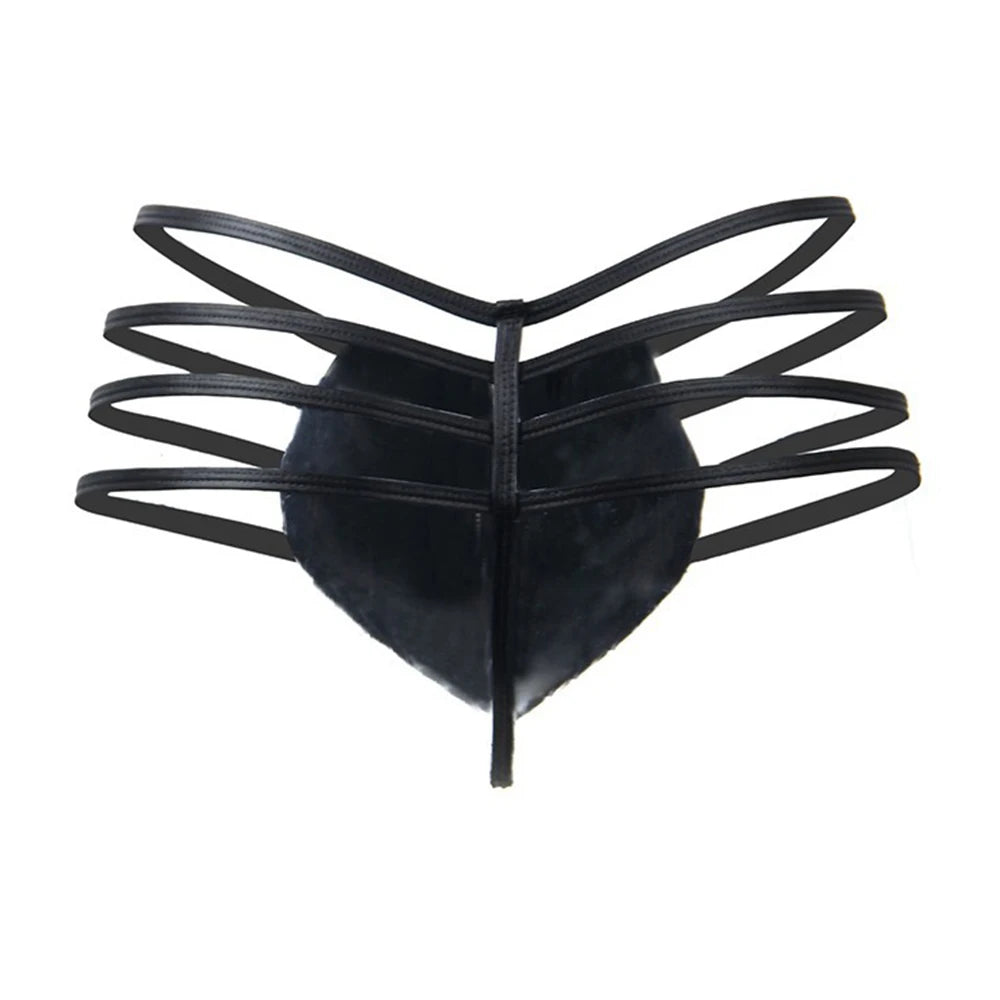 Lencería sexy de talla grande para hombre, transparente, con suspensorio, de piel sintética, tipo tanga, ropa interior para discoteca, erótica japonesa, con espalda en T