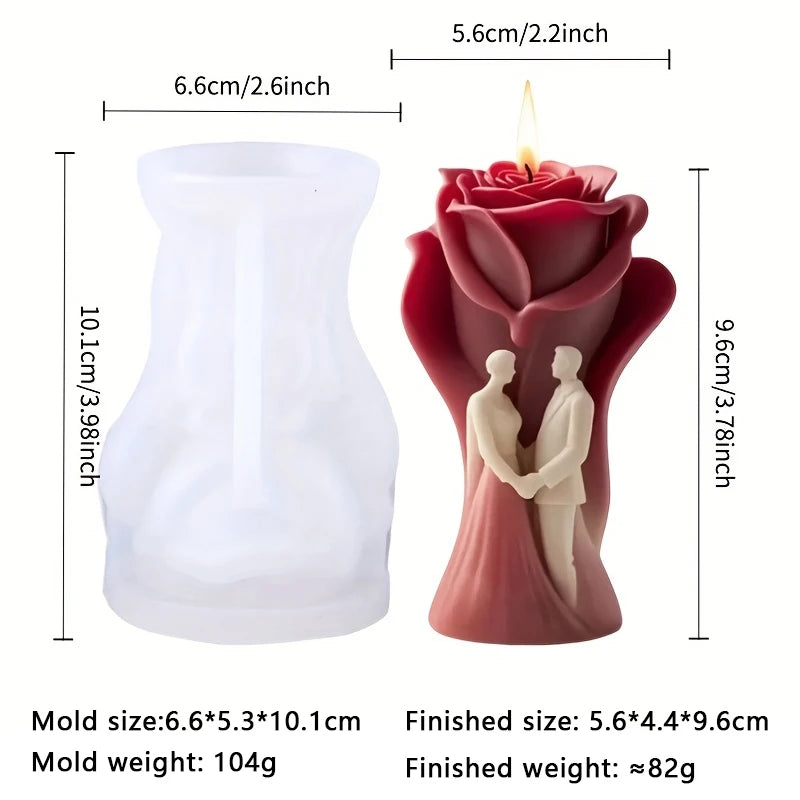 Molde romántico de silicona con forma de rosa para hacer tú mismo, cera de vela, piedra aromática, artesanía, regalo de boda, decoración del hogar, adorno de San Valentín