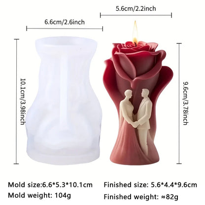 Molde romántico de silicona con forma de rosa para hacer tú mismo, cera de vela, piedra aromática, artesanía, regalo de boda, decoración del hogar, adorno de San Valentín