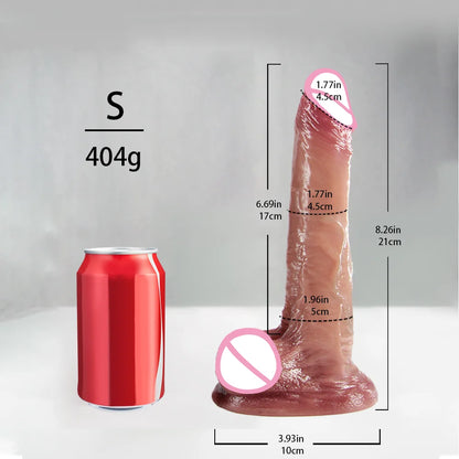 Consolador realista suave para hombres, con prepucio deslizante, masturbador anal y vaginal para mujeres, juguetes sexuales para estimular el orgasmo.