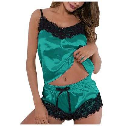 Lingeries Sexy Hot Simulation Silk Lace Unterwäsche Damen Bequeme Shorts Set Nachtwäsche Sexy Dessous Sets Dünne Pyjamas Sets