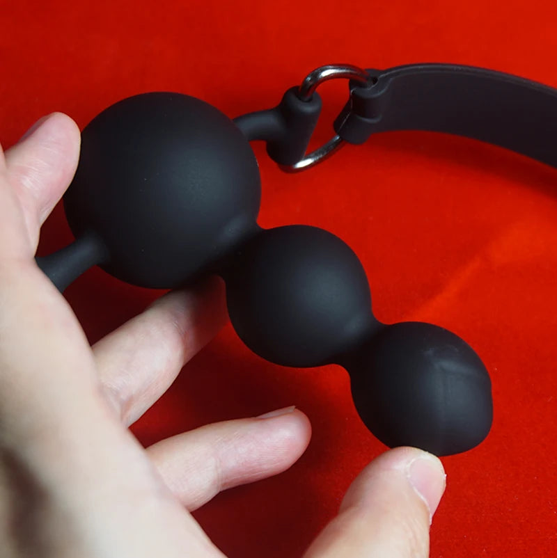 BDSM Dreifach-Ball-Mundknebel, Medizinischer Silikon-Sklavenknebel, Deepthroat-Bondage-Fesseln, Sexspielzeug für Paare, Spiele für Erwachsene