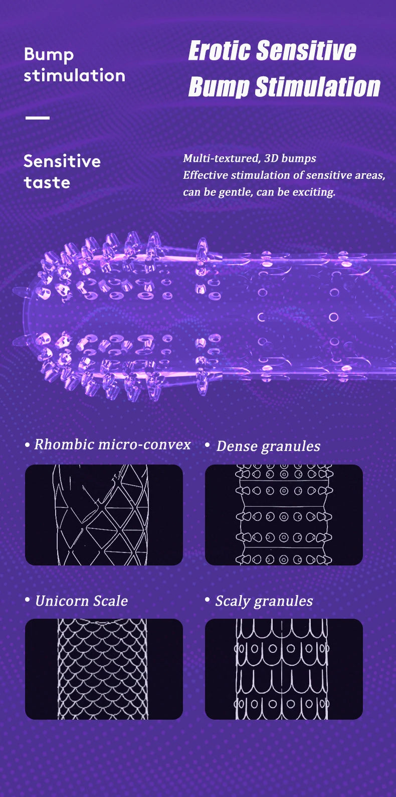 Condón Diente de Lobo Cristalino, Caja Individual, Gran Partícula, Funda para Pene, Anillo Extensor Reutilizable para Pene, Condones Eróticos para Hombres