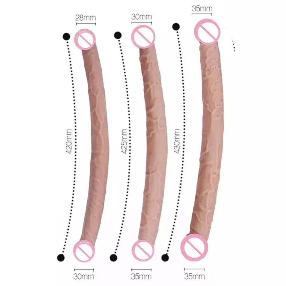 Dual-Ended Dildo for Women Flexible Realistic Double Penetration Adult Toy for Vaginal Anal Stimulatio for Lesbian Double Penis