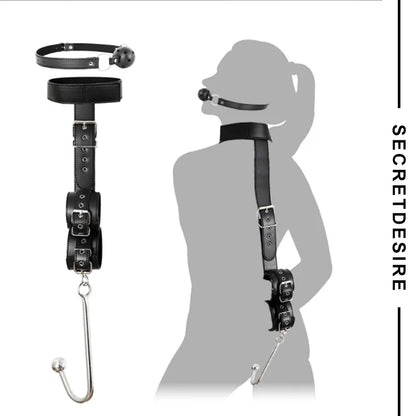 SM Anal Hook Backhand Binding Apertural Plug Porn Metal Bondage Rear Butt Plug Erotic HandCuffs Mouth Gag Adult Sex Toy