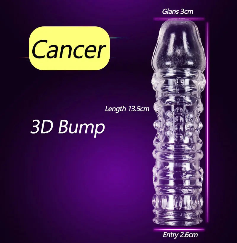 Condón Diente de Lobo Cristalino, Caja Individual, Gran Partícula, Funda para Pene, Anillo Extensor Reutilizable para Pene, Condones Eróticos para Hombres