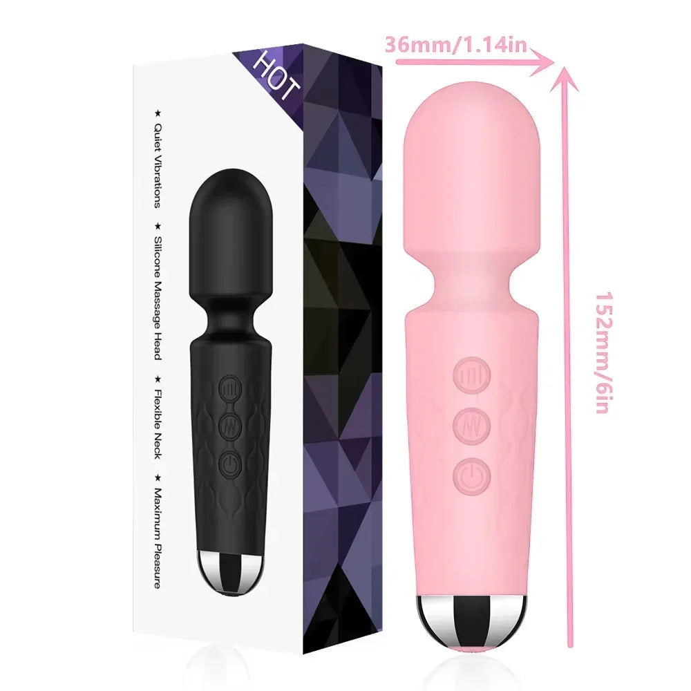 Vibrador AV potente de 20 velocidades para mujeres, estimulador de clítoris, punto G y pezón, varita mágica, consolador, masturbación femenina, juguetes sexuales para adultos.