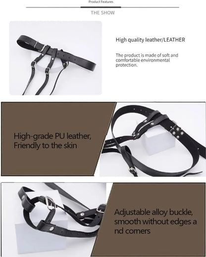 Soporte para vibrador BDSM, vibrador de bondage, juguetes sexuales de cuero, arnés con correa, cinturón de castidad para orgasmos forzados, para juegos de adultos.