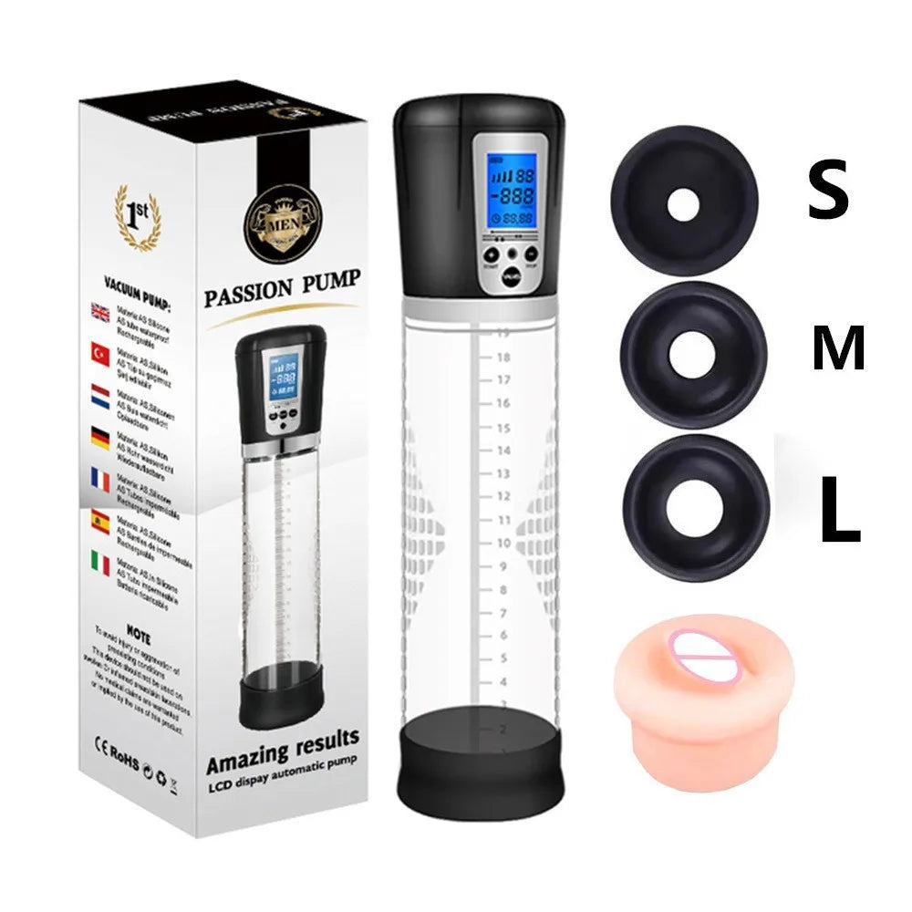 Sexspielzeug für Männer Elektrische Vakuum-Penispumpe Vergrößerung Dick Pump Penis Trainer Extender Verzögerte Ejakulation Masturbator 18+