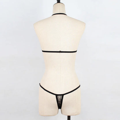 Sexy Bandage Lingerie Set For Women Lace Corsets Women Perspective Porn Bra And Thong Set Ultra Thin Sexy Lingerie LenceríA