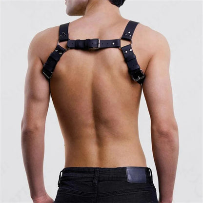 Arnés para hombres gay BDSM de cuero sintético ajustable con tachuelas decorativas, ropa BDSM, ropa fetiche, disfraz erótico, lencería bondage.