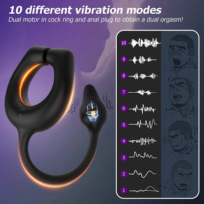 Vibrador de próstata 4 en 1 para parejas, anillo vibrador premium y bolas, juguetes sexuales para hombres.
