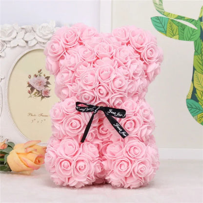 Oso de espuma artificial de 25 cm, rosa, regalo romántico y creativo para San Valentín, Día de la Madre, aniversario y boda.