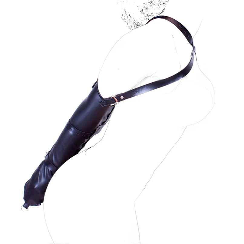 BDSM Sex Bondage Armbinder, Zwangsjacke hinter dem Rücken, SM Leder Armbinder Fessel, abschließbarer Sklavenhandschuh mit Schultergurt