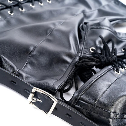 Disfraces sexys de bondage BDSM para adultos con camisola de cuero sintético para la parte superior del cuerpo, para parejas, juegos de rol de esclavos, juguetes sexuales.