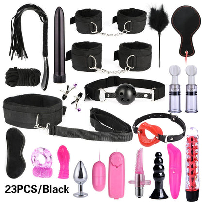 Kits de juguetes sexuales BDSM para adultos, juegos eróticos, máscara de bondage, esposas de plumas, esposas de tobillo y ataduras para parejas, accesorios sexuales para mayores de 18 años.