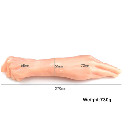 Consolador de puño al por mayor, súper suave, realista, largo, de doble cabeza, con forma de mano, juguete de puño cerrado.