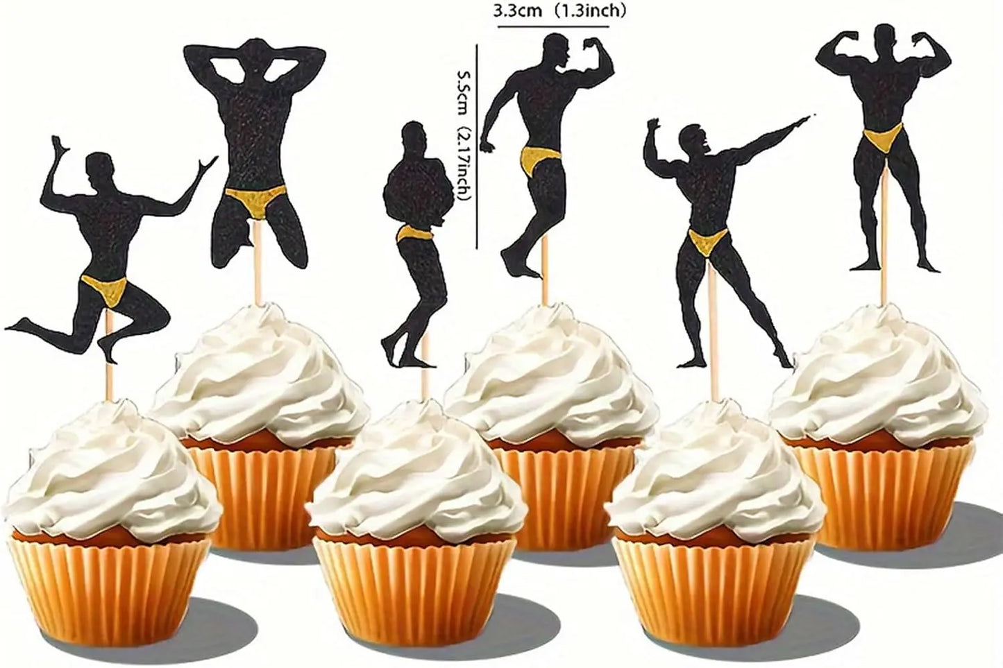 12Pcs Bachelorette Party Cupcake Toppers Beefcake Cupcake Picks Wedding Engagement Bridal Shower Birthday Party Decorations