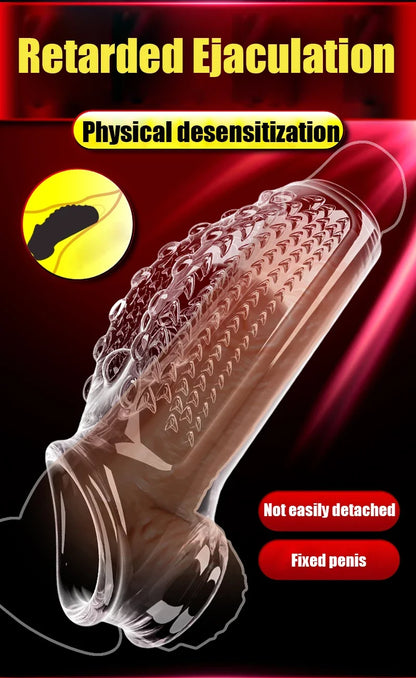 Juguetes sexuales para alargar el pene, extensor de anillo para pene, funda reutilizable, preservativos, productos para adultos, herramienta erótica para parejas.