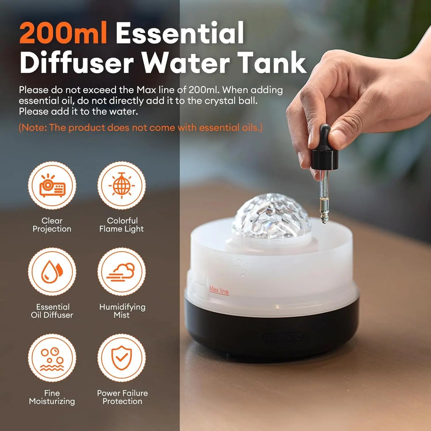 2025 New Model Starry Sky Projection Aroma Diffuser USB Plug-in Seven-color Romantic Atmosphere Lamp Humidifier