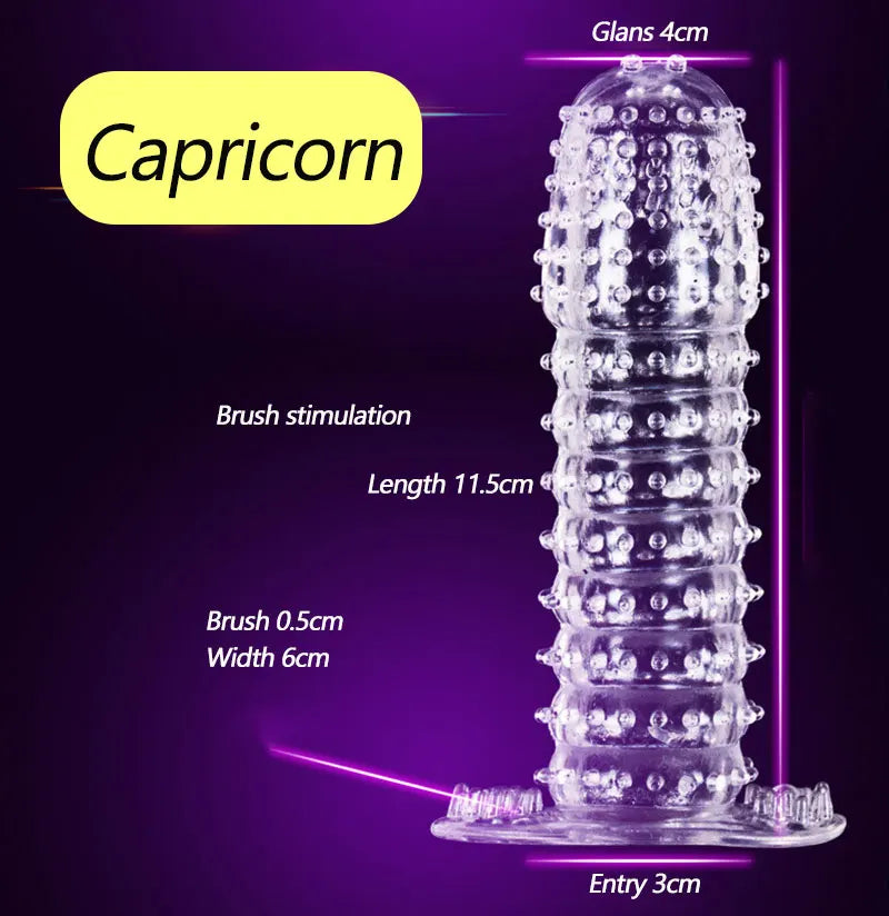 Condón Diente de Lobo Cristalino, Caja Individual, Gran Partícula, Funda para Pene, Anillo Extensor Reutilizable para Pene, Condones Eróticos para Hombres