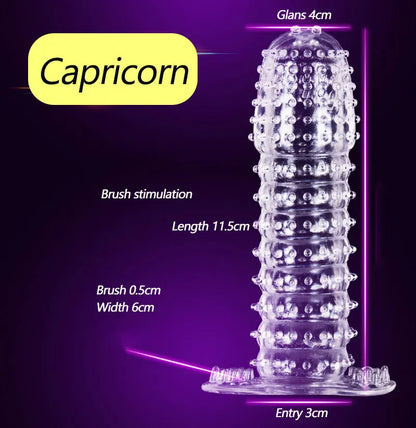 Condón Diente de Lobo Cristalino, Caja Individual, Gran Partícula, Funda para Pene, Anillo Extensor Reutilizable para Pene, Condones Eróticos para Hombres