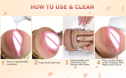 Männlicher Masturbator Cup Sexspielzeug für Männer Realistischer Taschenmuschi-Vibrator Erwachsenenbedarf Lebensechte Vagina-Textur Penis-Stimulator