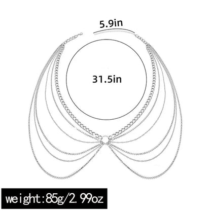 Sexy geometrische Taillenkette – mehrlagiger Strass-Fransen-Körperschmuck für Frauen, Strandurlaub, auffälliges Modeaccessoire, Y2K-Trend