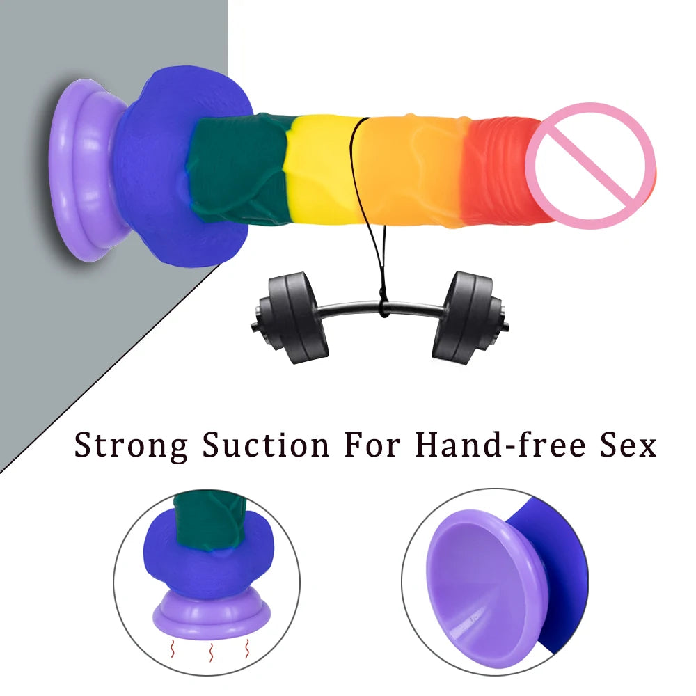 Regenbogen Dildo Penis Sexshop Erwachsene Sex Spielzeug Für Paare Consolador Anal Saugnapf Lesben Dick Strapon Gode Sodomie Jouet Sexuel