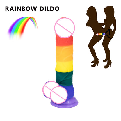 Regenbogen Dildo Penis Sexshop Erwachsene Sex Spielzeug Für Paare Consolador Anal Saugnapf Lesben Dick Strapon Gode Sodomie Jouet Sexuel