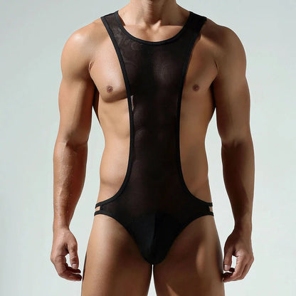 Sexy Männer Unterwäsche T-Back Bodysuit Jumpsuit Stretch Nylon Man Harness Herren Tangas Jockstrap Sissy Tanga Hombre Slip Dessous