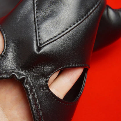 BDSM-Maske aus PU-Leder mit offenen Augen und Mund, Sklavenhaube mit Hörnern, Sexspielzeug für Paare, Bondage, Fesseln, Spiele für Erwachsene, Rollenspiele