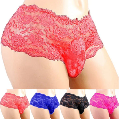 Sexy Dessous Sexy Höschen Herrenunterwäsche Plus Siz Spitze Sissy Männlich Atmungsaktiv Suspensorium Slips G-String Tangas Porno Unterhose