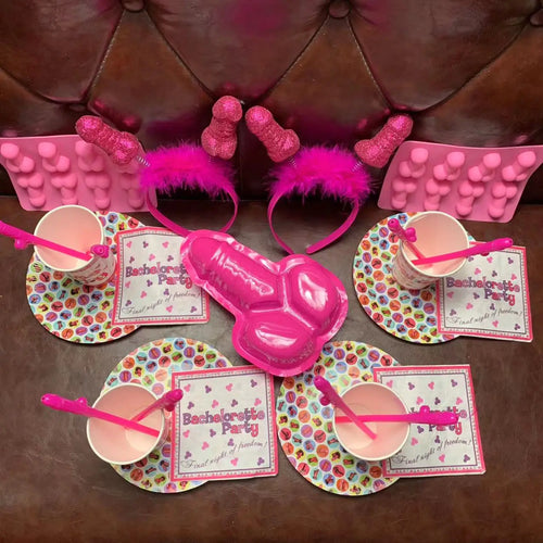 Bachelorette Party Accessories Rose Pink Funny Penis Table Decorations Dick Straw Plate Cups Wedding Favor Ideas Gift for Guest