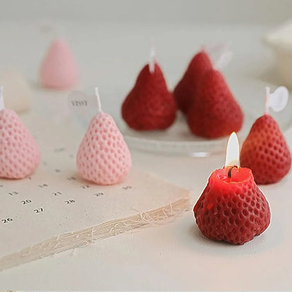 Juego de 4 velas románticas hechas a mano con aroma a pastel de fresa, velas decorativas de lujo, decoración de cumpleaños, regalo para invitados de boda.