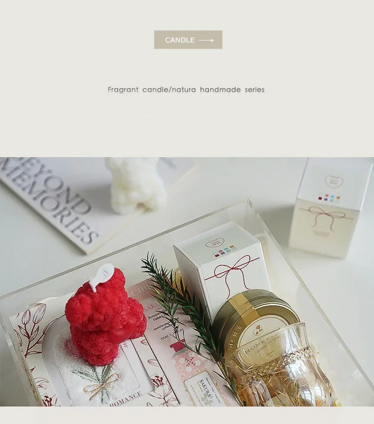 Cute Rose Bear Candle Romantic Cute Soy Wax Aromatherapy Small Scented Relaxing Birthday Wedding Party Gift Home Decor