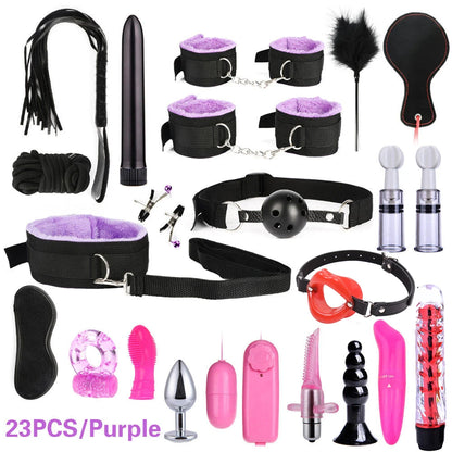 Kits de juguetes sexuales BDSM para adultos, juegos eróticos, máscara de bondage, esposas de plumas, esposas de tobillo y ataduras para parejas, accesorios sexuales para mayores de 18 años.