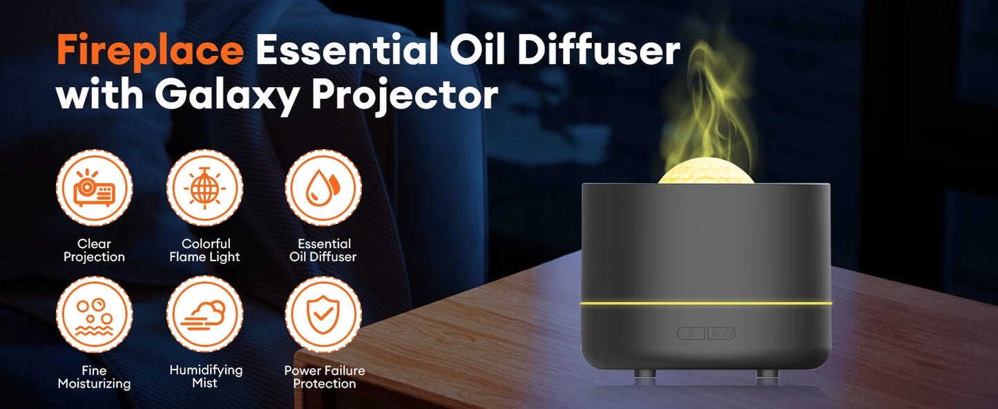 2025 New Model Starry Sky Projection Aroma Diffuser USB Plug-in Seven-color Romantic Atmosphere Lamp Humidifier