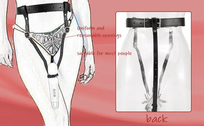 Soporte para vibrador BDSM, vibrador de bondage, juguetes sexuales de cuero, arnés con correa, cinturón de castidad para orgasmos forzados, para juegos de adultos.