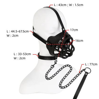 BDSM-Gesichtsmaske aus hohlem Netzgewebe mit offenem Mund und Ballknebel für Fetisch-Sklaven für Paare, Spiele für Erwachsene, Bondage-Fesseln, Cosplay-Sexspielzeug