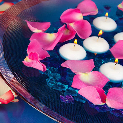 30 velas flotantes románticas sin aroma, redondas, ideales para decorar fiestas, cenas, aniversarios, bodas, San Valentín y eventos.