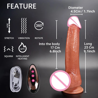 Consolador realista con vibración para mujeres, masturbación, calentamiento, penetración de pene, vibrador anal, consoladores de pene grande para adultos, juguetes sexuales sexys.